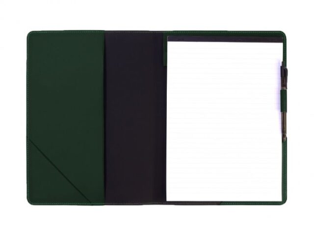 Lavoisier Maroquinier - Conférencier A4 en cuir vert anglais