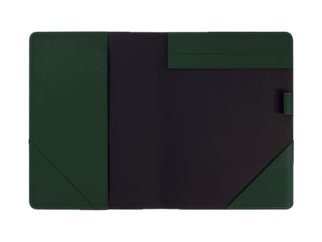 Lavoisier Maroquinier - Conférencier A4 en cuir vert anglais