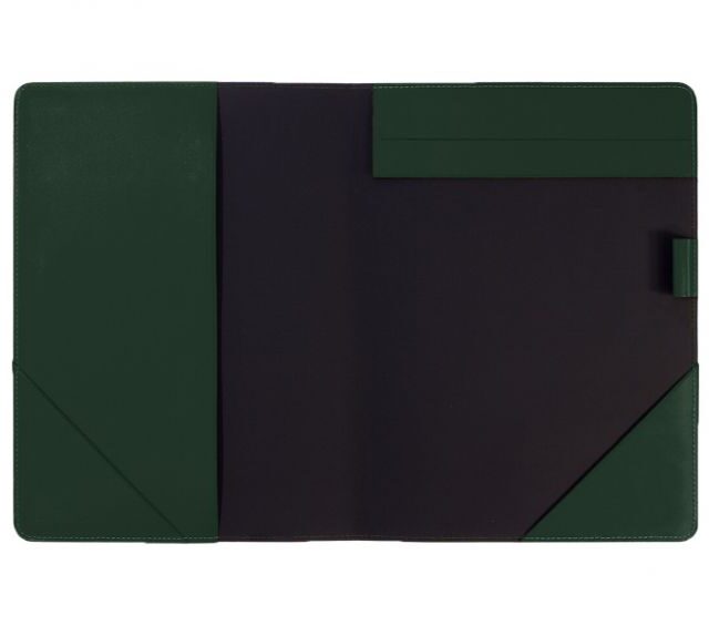 Lavoisier Maroquinier - Conférencier A4 en cuir vert anglais