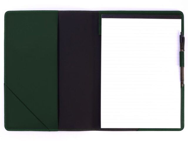 Lavoisier Maroquinier - Conférencier A4 en cuir vert anglais