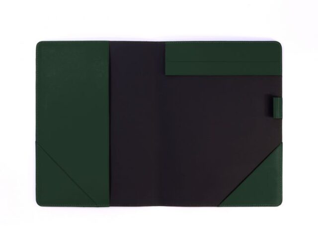 Lavoisier Maroquinier - Conférencier A4 en cuir vert anglais