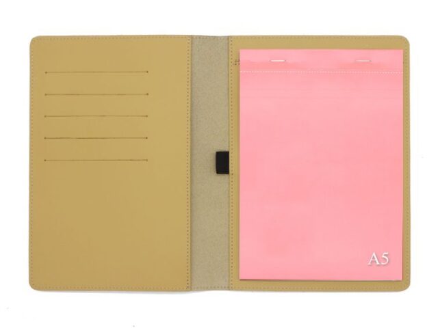 Lavoisier Maroquinier - Conférencier A5 en cuir beige cafe latte