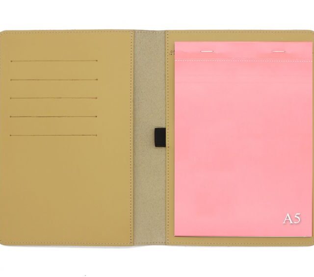 Lavoisier Maroquinier - Conférencier A5 en cuir beige cafe latte