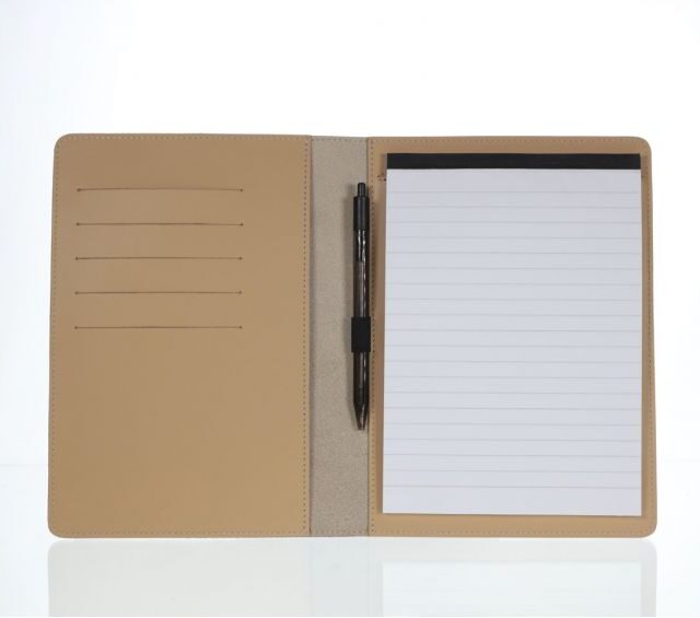 Lavoisier Maroquinier - Conférencier A5 en cuir beige cafe latte