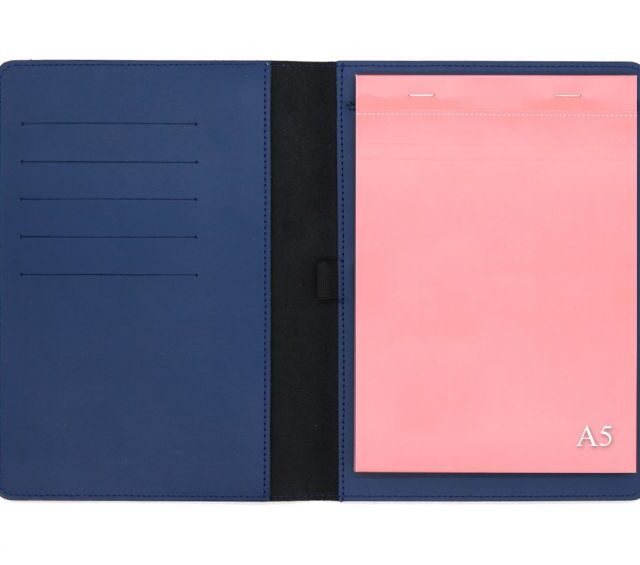 Lavoisier Maroquinier - Conférencier A5 en cuir bleu cobalt