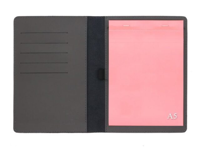 Lavoisier Maroquinier - Conférencier A5 en cuir gris fer