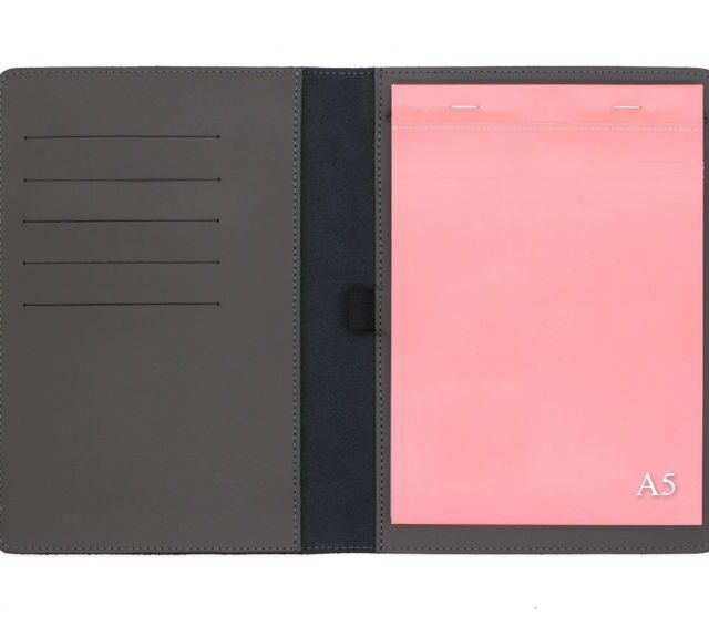 Lavoisier Maroquinier - Conférencier A5 en cuir gris fer