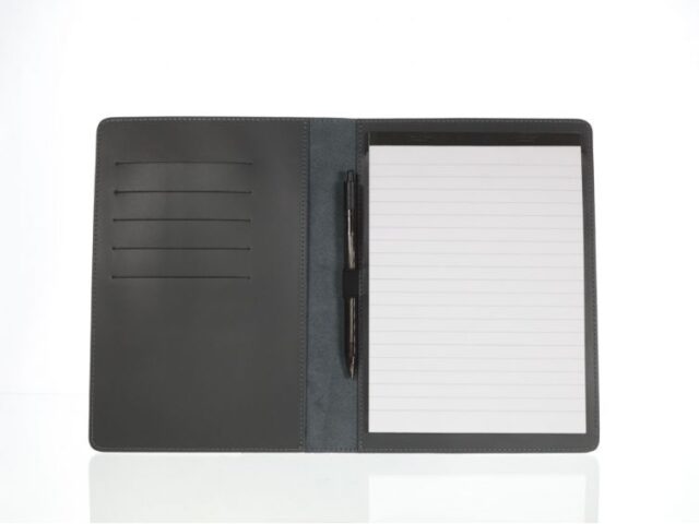 Lavoisier Maroquinier - Conférencier A5 en cuir gris fer