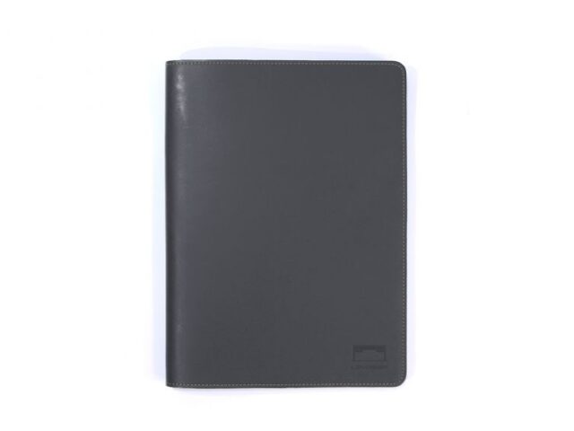 Lavoisier Maroquinier - Conférencier A5 en cuir gris fer