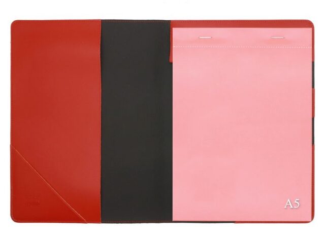 Lavoisier Maroquinier - Conférencier A5 en cuir rouge coquelicot