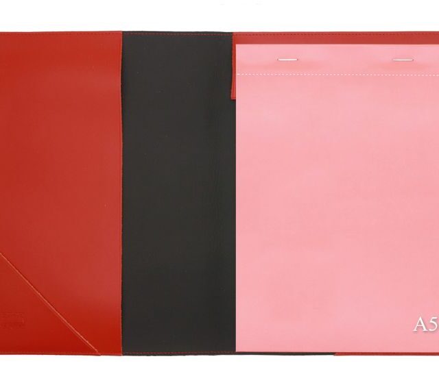 Lavoisier Maroquinier - Conférencier A5 en cuir rouge coquelicot