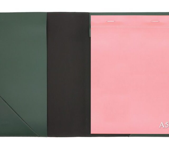 Lavoisier Maroquinier - Conférencier A5 en cuir vert anglais