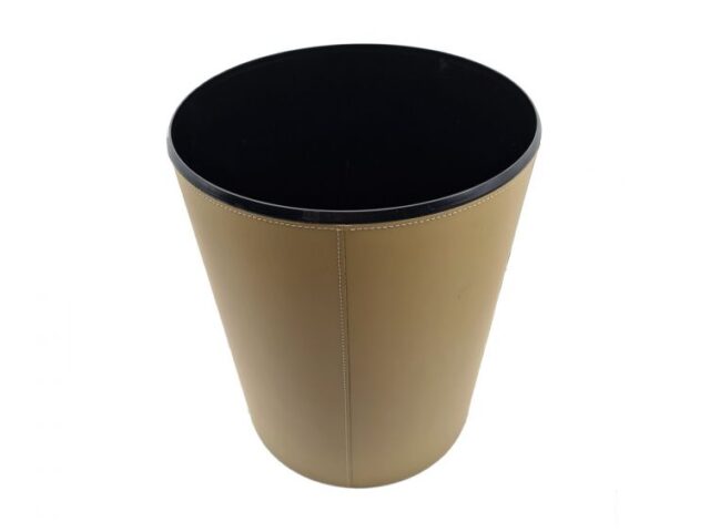 Lavoisier Maroquinier - Corbeille à papier en cuir beige