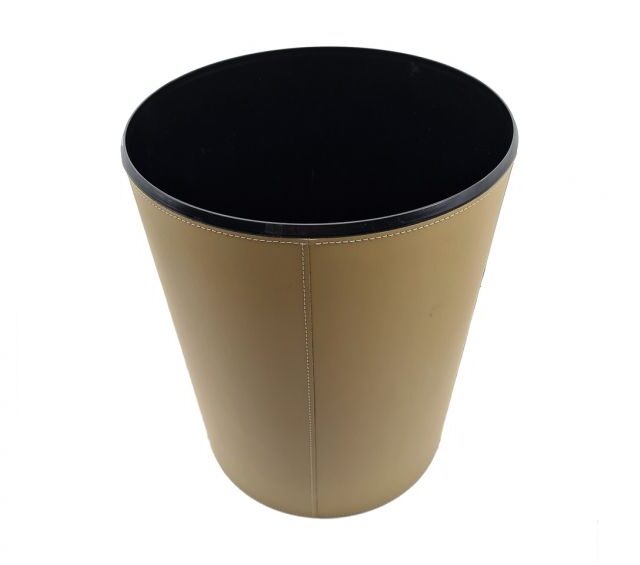 Lavoisier Maroquinier - Corbeille à papier en cuir beige