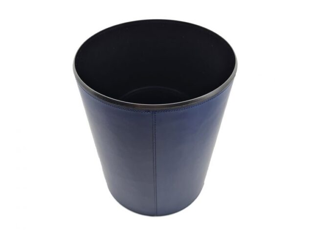 Lavoisier Maroquinier - Corbeille à papier en cuir bleu