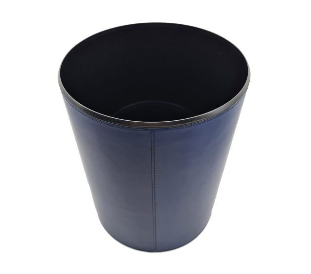 Lavoisier Maroquinier - Corbeille à papier en cuir bleu
