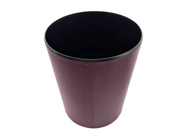 Lavoisier Maroquinier - Corbeille à papier en cuir bordeaux