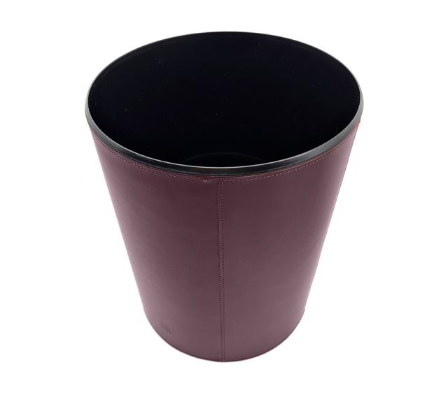 Lavoisier Maroquinier - Corbeille à papier en cuir bordeaux