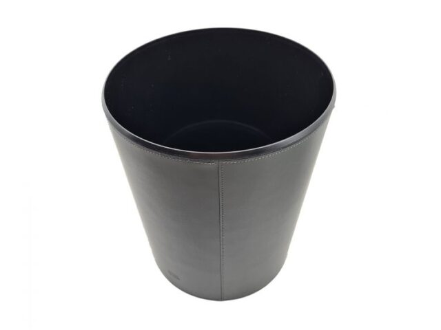 Lavoisier Maroquinier - Corbeille à papier en cuir gris