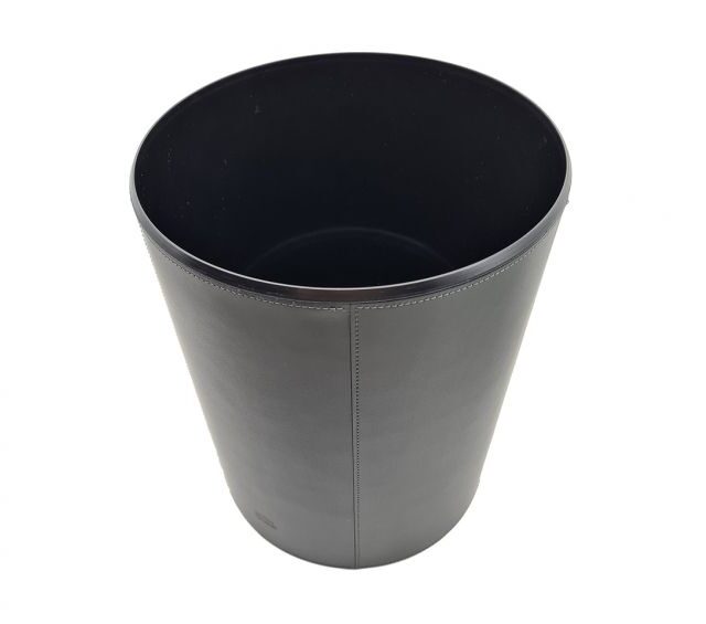 Lavoisier Maroquinier - Corbeille à papier en cuir gris