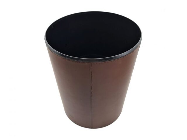 Lavoisier Maroquinier - Corbeille à papier en cuir marron