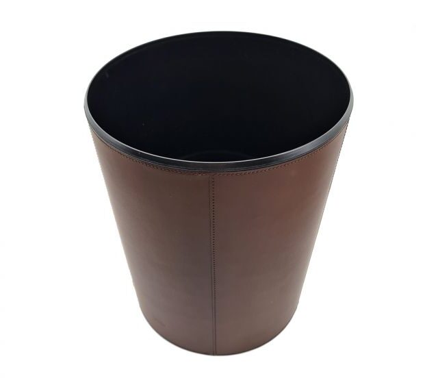 Lavoisier Maroquinier - Corbeille à papier en cuir marron