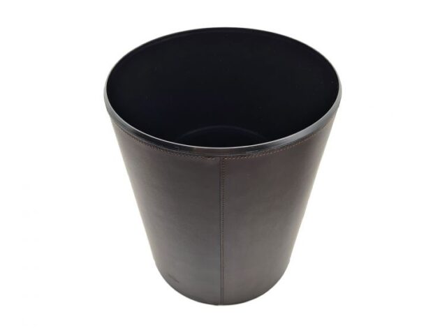 Lavoisier Maroquinier - Corbeille à papier en cuir marron foncé