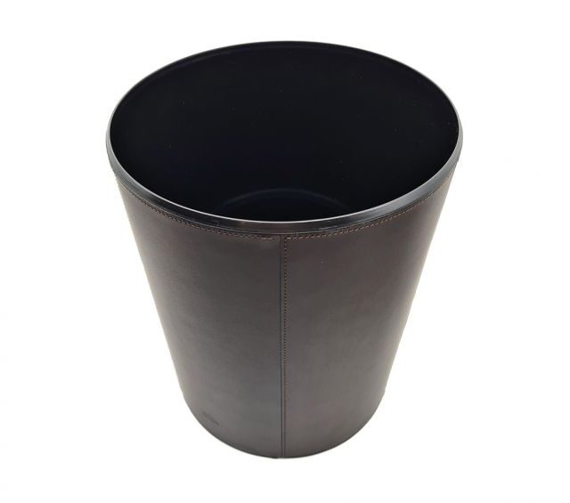 Lavoisier Maroquinier - Corbeille à papier en cuir marron foncé