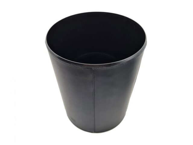 Lavoisier Maroquinier - Corbeille à papier en cuir noir