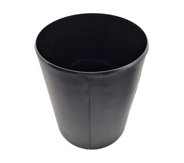Lavoisier Maroquinier - Corbeille à papier en cuir noir