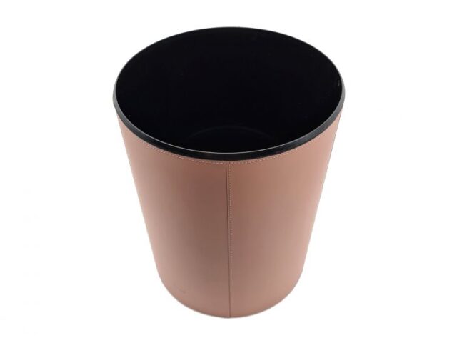 Lavoisier Maroquinier - Corbeille à papier en cuir rose