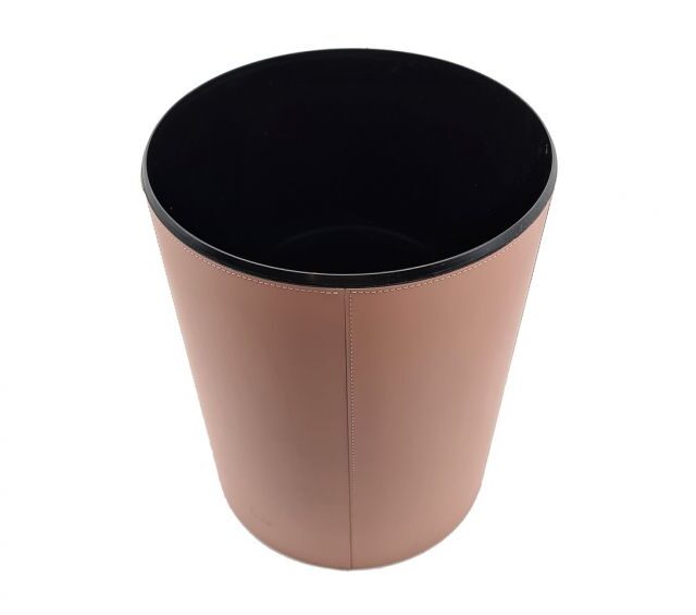 Lavoisier Maroquinier - Corbeille à papier en cuir rose