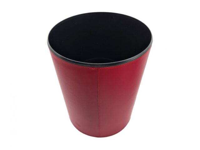 Lavoisier Maroquinier - Corbeille à papier en cuir rouge