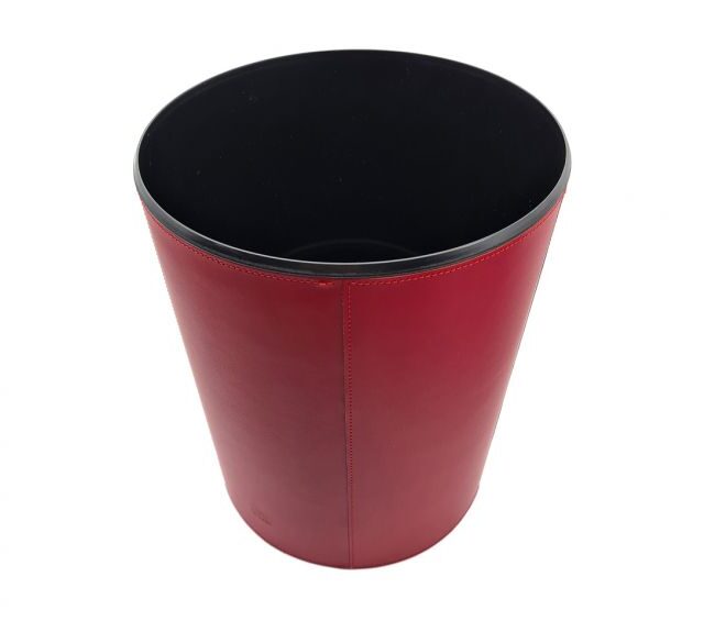 Lavoisier Maroquinier - Corbeille à papier en cuir rouge
