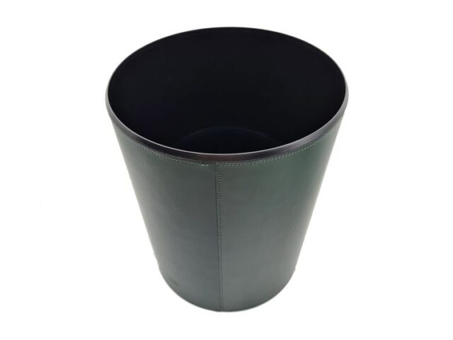 Lavoisier Maroquinier - Corbeille à papier en cuir vert