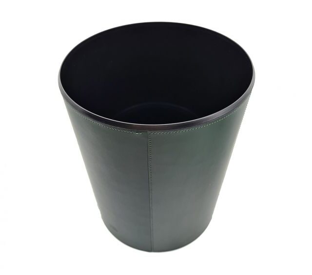 Lavoisier Maroquinier - Corbeille à papier en cuir vert