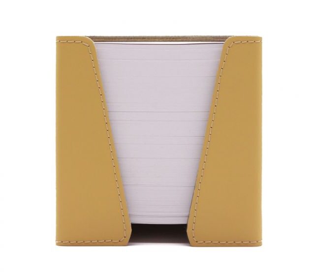 Lavoisier Maroquinier - Cube à mémos en cuir beige cafe latte