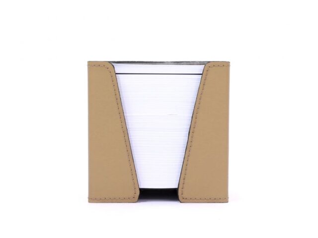 Lavoisier Maroquinier - Cube à mémos en cuir beige cafe latte