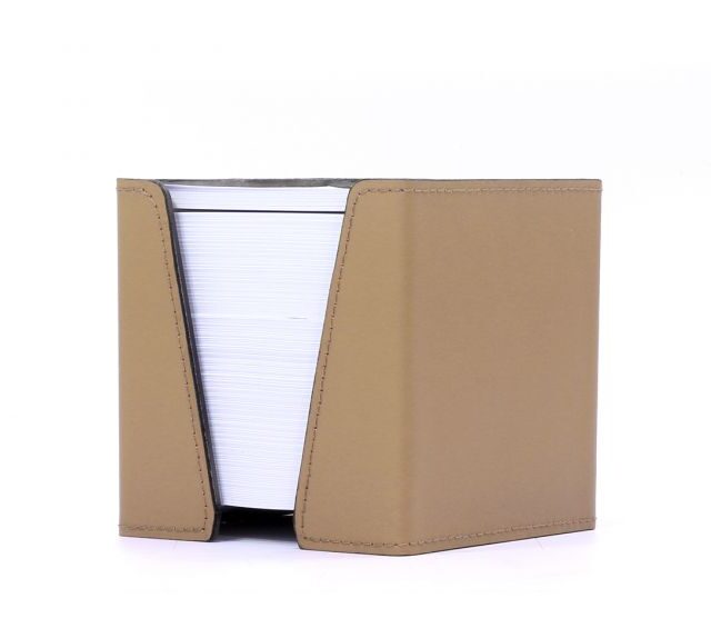 Lavoisier Maroquinier - Cube à mémos en cuir beige cafe latte