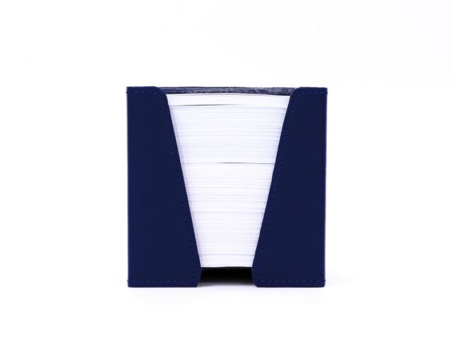 Lavoisier Maroquinier - Cube à mémos en cuir bleu cobalt