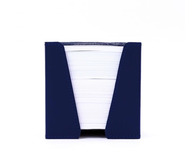 Lavoisier Maroquinier - Cube à mémos en cuir bleu cobalt