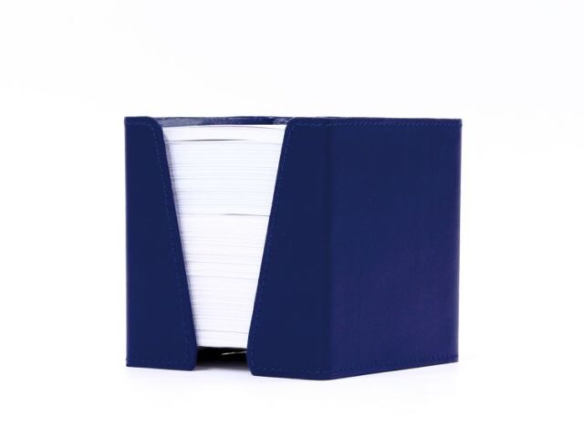 Lavoisier Maroquinier - Cube à mémos en cuir bleu cobalt