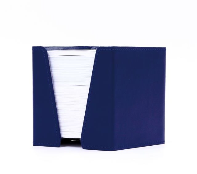 Lavoisier Maroquinier - Cube à mémos en cuir bleu cobalt