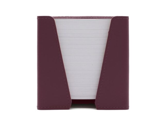 Lavoisier Maroquinier - Cube à mémos en cuir bordeaux