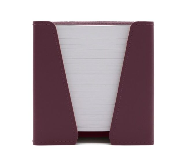 Lavoisier Maroquinier - Cube à mémos en cuir bordeaux