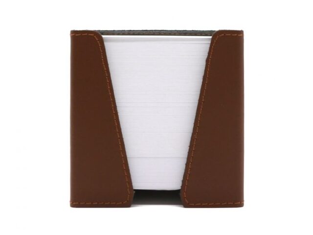 Lavoisier Maroquinier - Cube à mémos en cuir marron