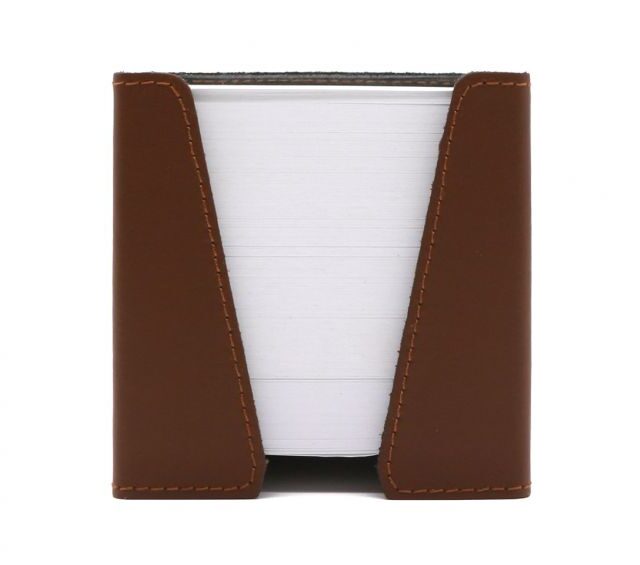 Lavoisier Maroquinier - Cube à mémos en cuir marron