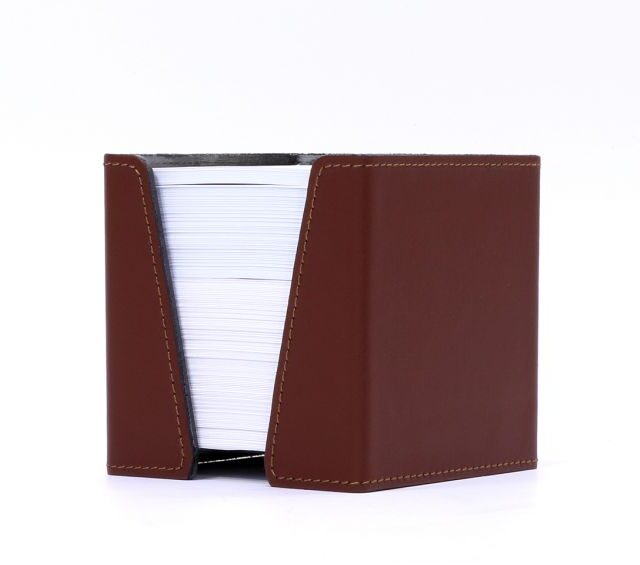 Lavoisier Maroquinier - Cube à mémos en cuir marron