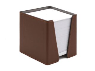 LAVOISIER Maroquinier - Cube à mémos en cuir marron