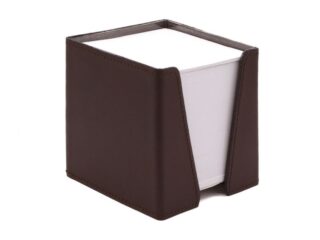 LAVOISIER Maroquinier - Cube à mémos en cuir marron foncé